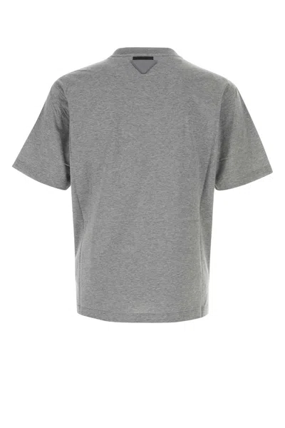 Prada Oversize Crew Neck T-shirt With Squared Silhouette In Gray