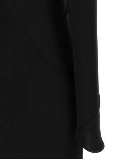 Attico Asymmetrical V-neck Dress With Flared Train In Black
