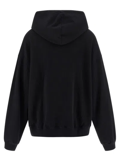 Rotate Birger Christensen Heavy Cotton Sweatshirt With Hood And Pouch Pocket In Black