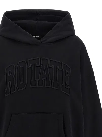 Rotate Birger Christensen Heavy Cotton Sweatshirt With Hood And Pouch Pocket In Black