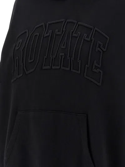 Rotate Birger Christensen Heavy Cotton Sweatshirt With Hood And Pouch Pocket In Black