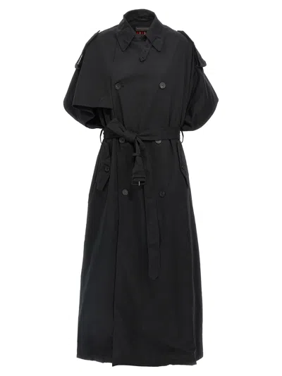 Balenciaga Stole Trench Coat Belted Waist In Black