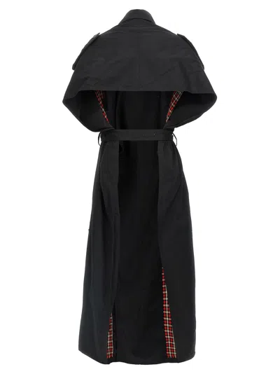 Balenciaga Stole Trench Coat Belted Waist In Black
