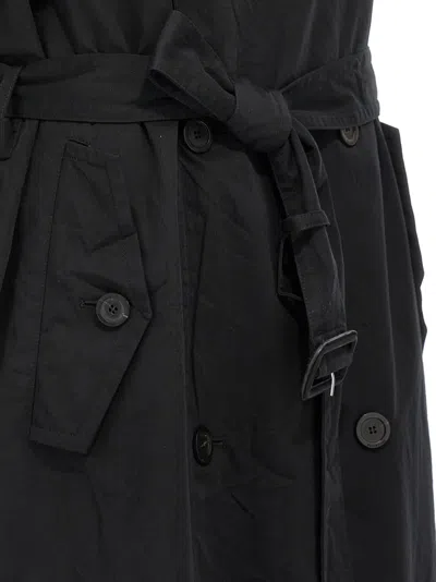 Balenciaga Stole Trench Coat Belted Waist In Black