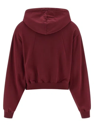 Rotate Birger Christensen Ribbed Cuffs And Hem Hoodie With Drawstring Hood In Burgundy