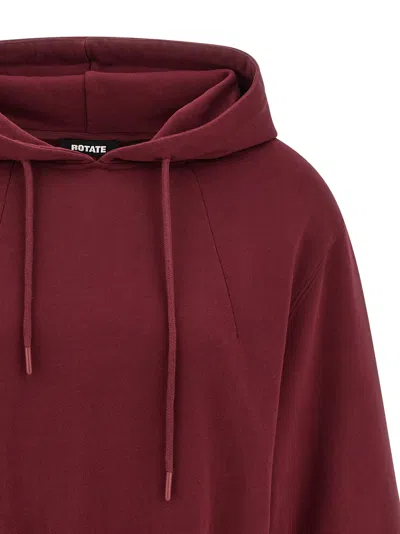 Rotate Birger Christensen Ribbed Cuffs And Hem Hoodie With Drawstring Hood In Burgundy