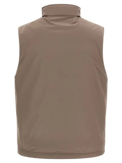 Brunello Cucinelli Quilted High Collar Sleeveless Vest In Brown