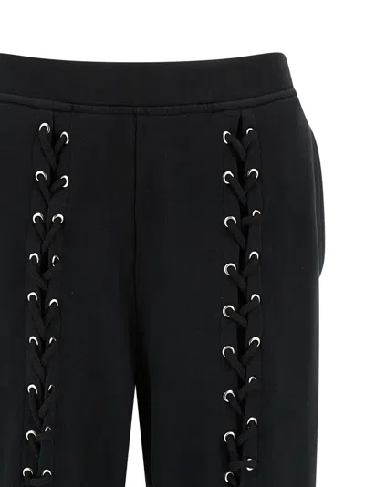 Rotate Birger Christensen Wide Leg Lace-up Joggers With Side Pockets In Black