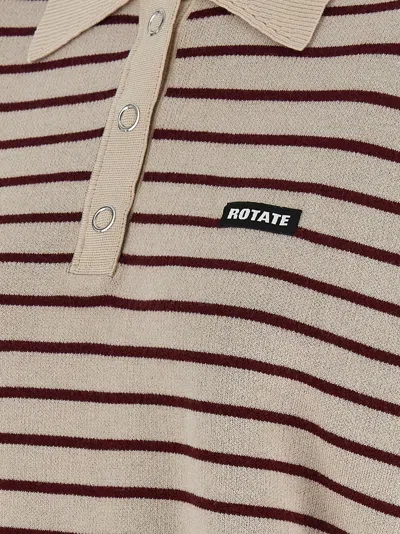 Rotate Birger Christensen Striped Polo Shirt With Logo Patch In Multi