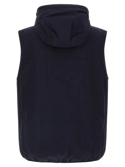 Brunello Cucinelli Water-repellent Technical Fabric Hooded Vest In Blue