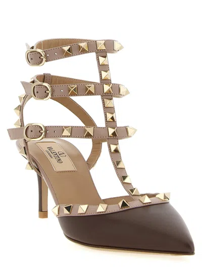 Valentino Rockstud 65 Two-tone Leather Pumps In Brown