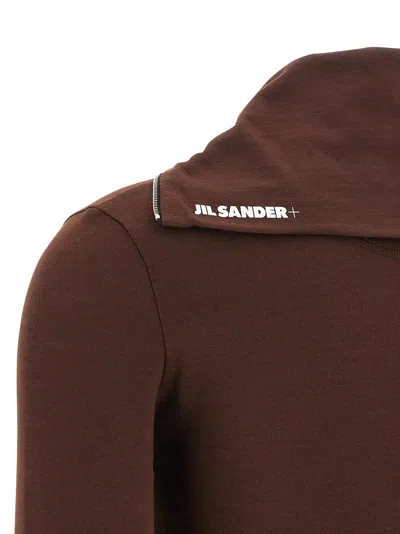 Jil Sander Half-zip T-shirt High Collar In Brown