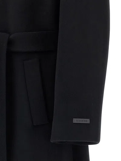 Fear Of God Belted Long Coat Lapel In Black