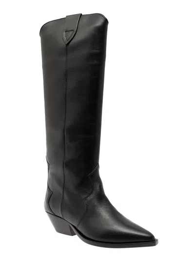Isabel Marant Denvee Black Knee-high Boots With Medium Block Heel In Leather Woman