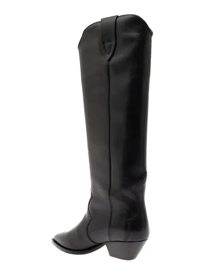Isabel Marant Denvee Black Knee-high Boots With Medium Block Heel In Leather Woman