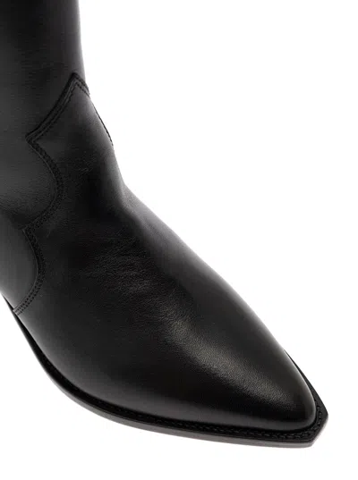 Isabel Marant Denvee Black Knee-high Boots With Medium Block Heel In Leather Woman