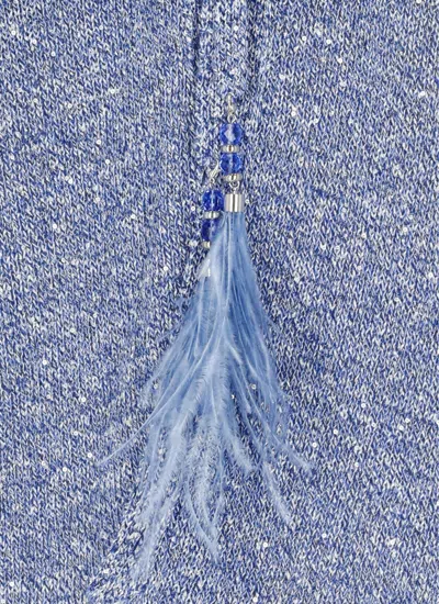 Kangra Cashmere Sequin-embellished Relaxed Fit Jacket With Deep V-neckline In Blue