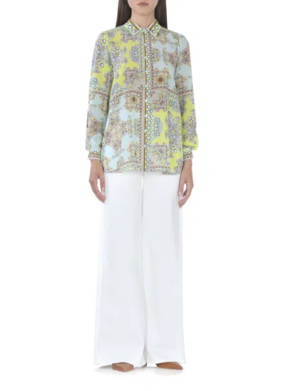 Hale Bob Multicolor Silk Blouse With Classic Collar In Multi