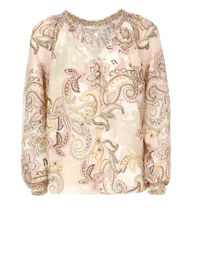 Hale Bob Silk Blend Blouse With All-over Paisley Pattern In Brown