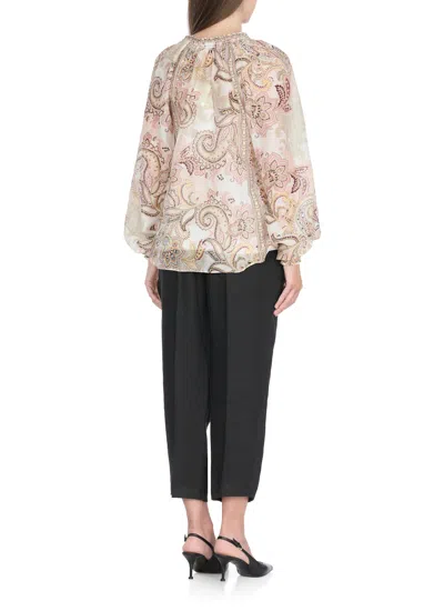 Hale Bob Silk Blend Blouse With All-over Paisley Pattern In Brown
