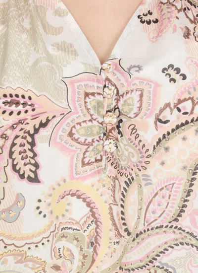 Hale Bob Silk Blend Blouse With All-over Paisley Pattern In Brown