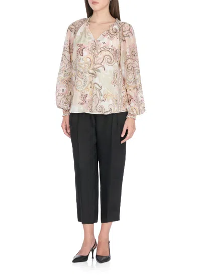Hale Bob Silk Blend Blouse With All-over Paisley Pattern In Brown