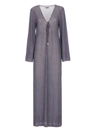 Fisico Cristina Ferrari Fisico Maxi Dress With V-neck In Gray