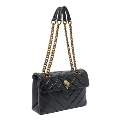 Kurt Geiger Quilted Calf Leather Shoulder Bag With Gold-tone Clasp In Black