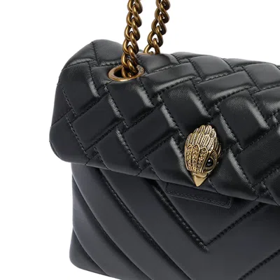 Kurt Geiger Quilted Calf Leather Shoulder Bag With Gold-tone Clasp In Black