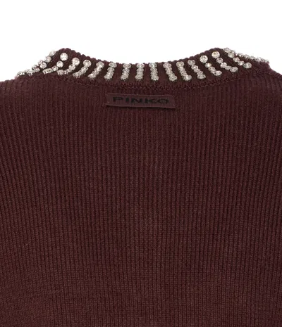 Pinko Crystal-embellished Cardigan In Red