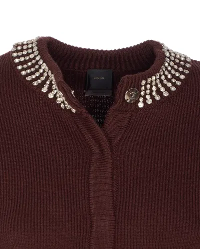 Pinko Crystal-embellished Cardigan In Red