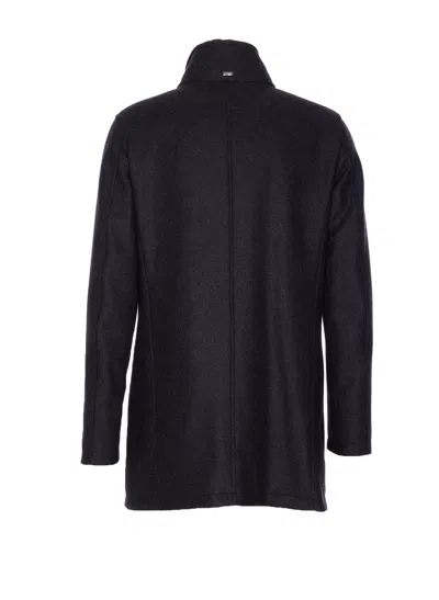 Herno Antracite Coat With Zip And Buttons Closure