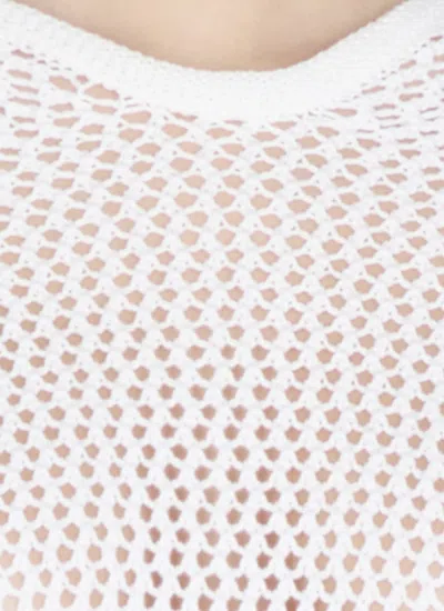 Antonelli Perforated White Cotton Sweater With Relaxed Fit