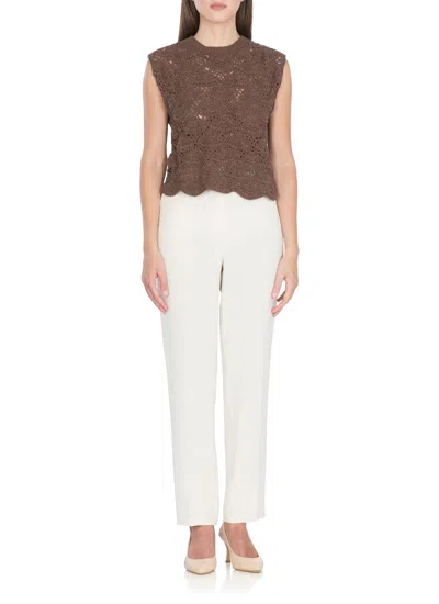 Antonelli Sleeveless Brown Cotton Blend Top In Brown