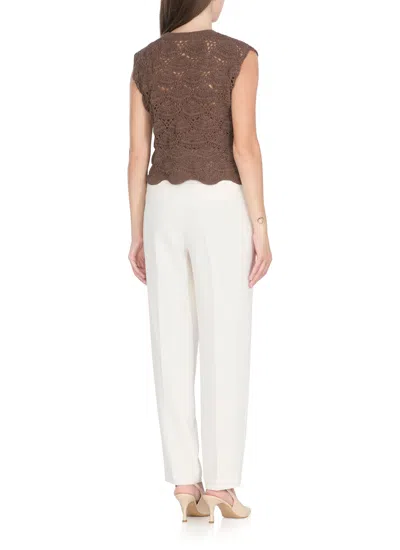 Antonelli Sleeveless Brown Cotton Blend Top In Brown