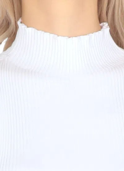 Antonelli High Neck Sleeveless Ribbed Cotton Top In Blue