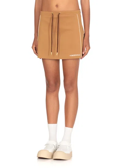 Casablanca Chenille Panelled Track Skirt In Blue