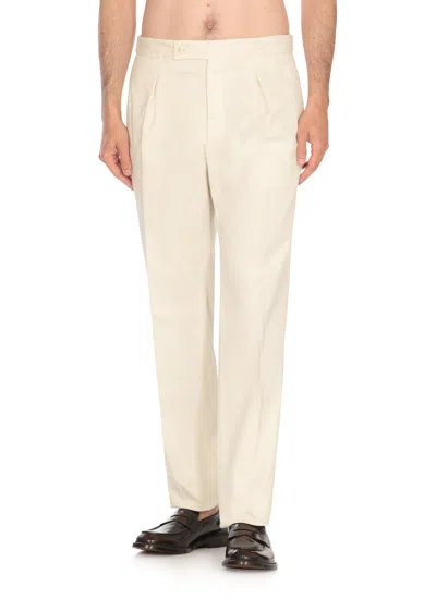 Incotex Straight Cotton Pants Belt Loops In White