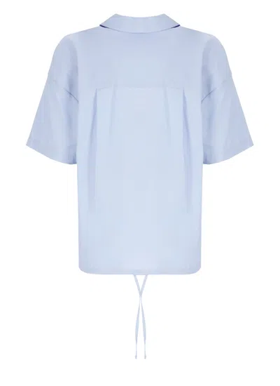 Woolrich V-neck Drawstring-hem Blouse In Blue