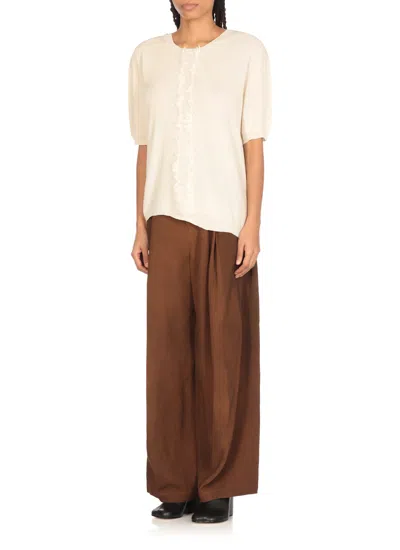 Uma Wang Sweater With Fringes In Metallic