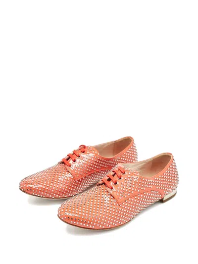 Pre-owned Miu Miu Crystal-embellished Patent-leather Derby Shoes