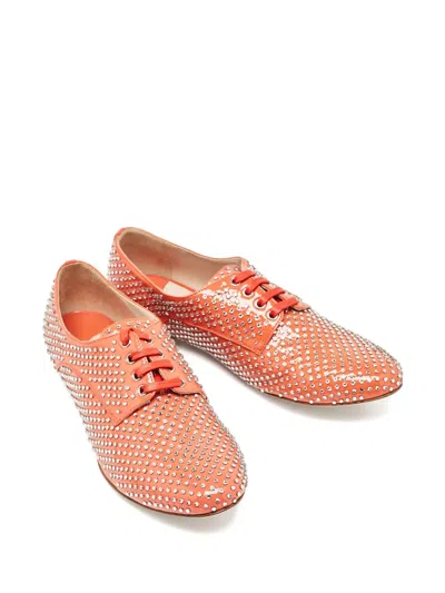 Pre-owned Miu Miu Crystal-embellished Patent-leather Derby Shoes