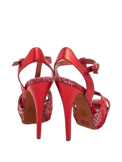 Pre-owned Missoni 130mm Zigzag-knit Sandals In Red