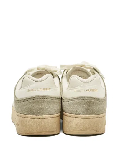 Pre-owned Saint Laurent Sl/61 Panelled Suede Sneakers In White
