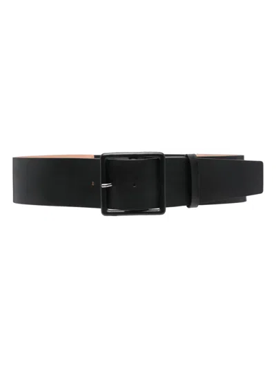 Max Mara Elasticated Leather Belt In Black
