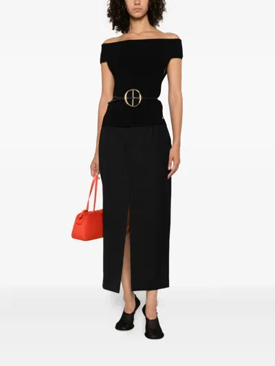 Anine Bing Shoulder Design Fitted Silhouette Soft Stretchable In Black