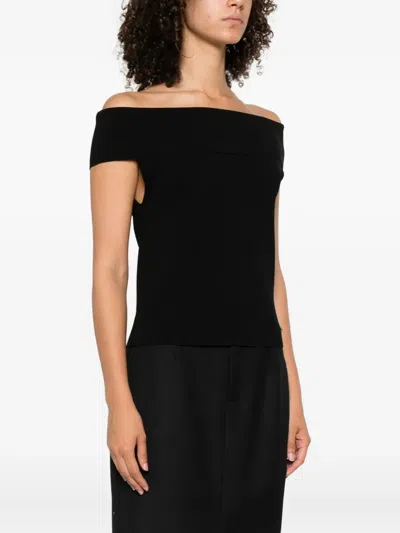 Anine Bing Shoulder Design Fitted Silhouette Soft Stretchable In Black