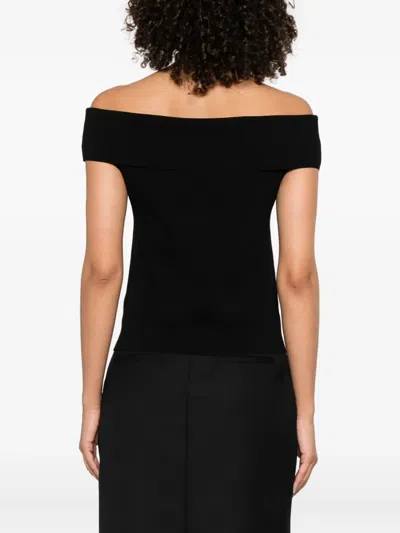Anine Bing Shoulder Design Fitted Silhouette Soft Stretchable In Black