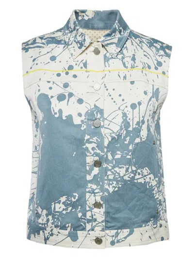 Pre-owned Hermes Paint-splatter Denim Vest