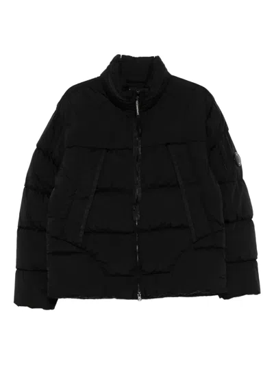 C.p. Company Puffy Orange Jacket With High Collar In Black